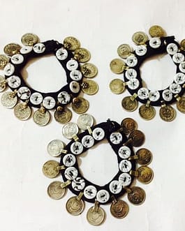 White Button & Coins Bracelet