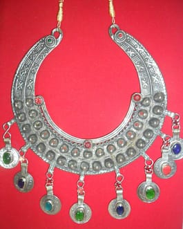 Double Line Tack Moon Necklace