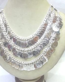 3 Layer Metal Silver Coins Necklace-IN